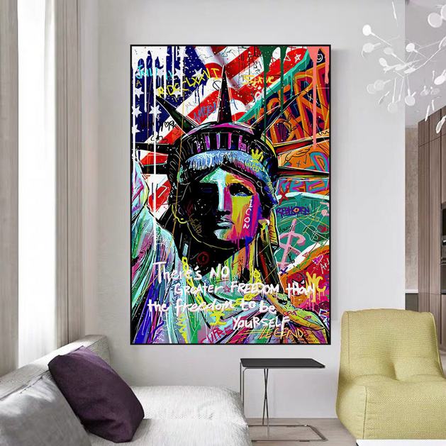 Freedom: Statue of Liberty Canvas Wall Art-GraffitiWallArt