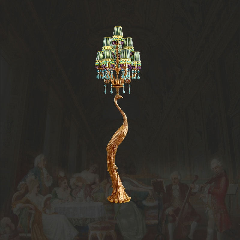 French Rococo Peacock Floor Lamp - Elegant Lighting-GraffitiWallArt