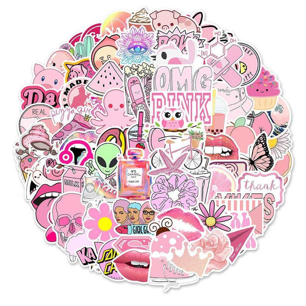 Fresh Pink Stickers Pack - Famous Waterproof Bundle-GraffitiWallArt