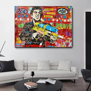 Gangster With Gun Canvas Wall Art-GraffitiWallArt