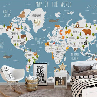 GeoExplorers: Interactive Sea Theme World Map Wallpaper for Kids-GraffitiWallArt