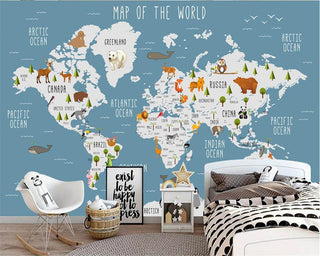 GeoExplorers: Interactive Sea Theme World Map Wallpaper for Kids-GraffitiWallArt