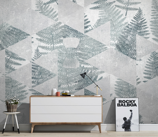 Geometric Green Leaf Pattern Wallpaper Murals-GraffitiWallArt