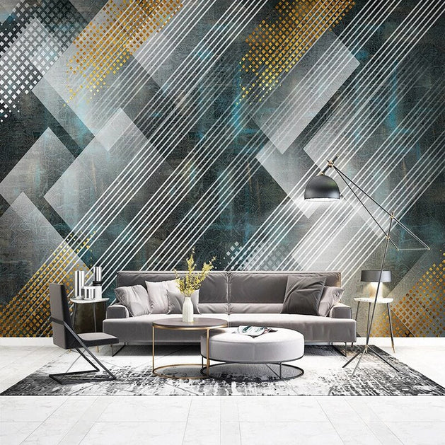 Geometric Lines Wallpaper for Home Wall Decor-GraffitiWallArt
