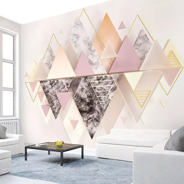 Geometric Mountains Triangle Wallpaper for Home Wall Decor-GraffitiWallArt