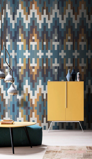 Geometric Tetris Wallpaper Mural-GraffitiWallArt