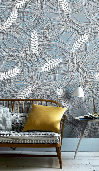 Geometric White Grains Wallpaper Mural-GraffitiWallArt