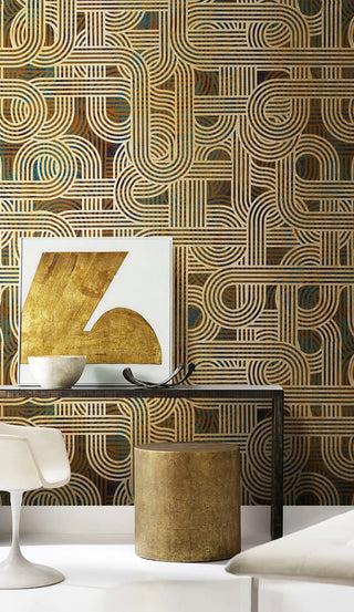 Geometric Yellow Pattern Wallpaper Mural-GraffitiWallArt