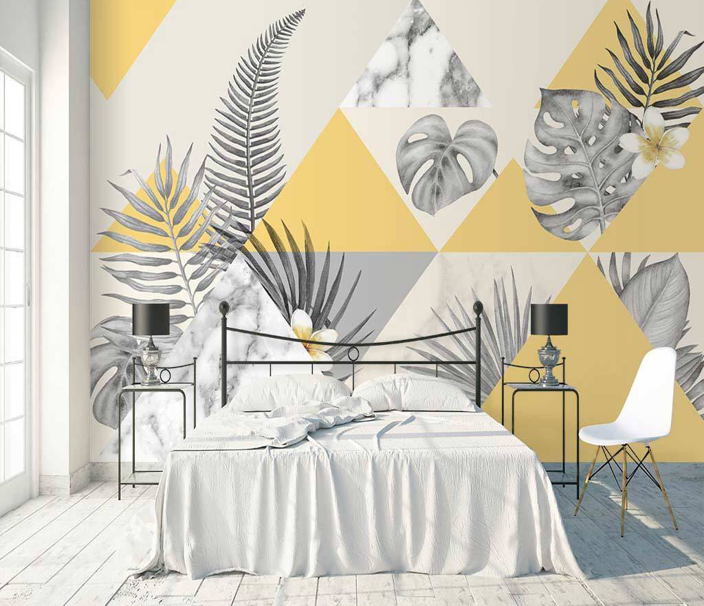 Geometric Yellows Wallpaper Murals-GraffitiWallArt