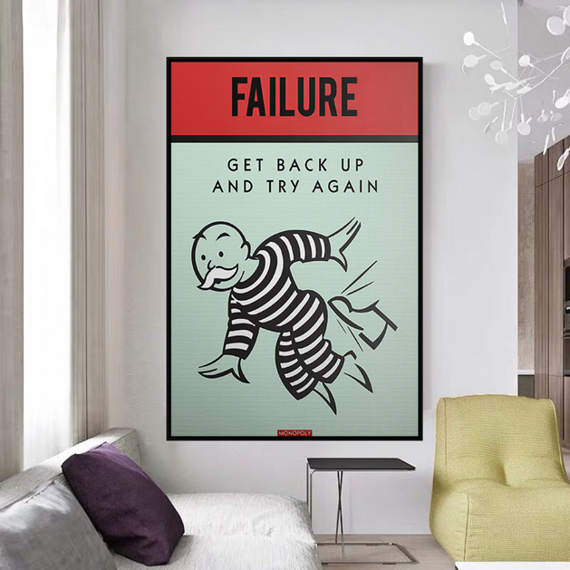 Get Back Up and Try - Monopoly Canvas Wall Art-GraffitiWallArt