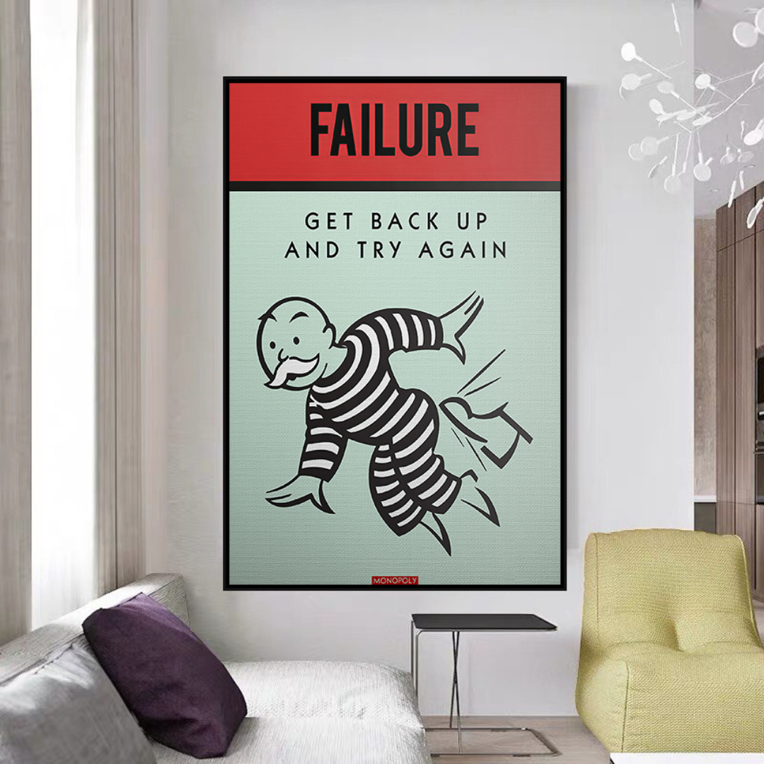 Get Back Up and Try - Monopoly Canvas Wall Art-GraffitiWallArt