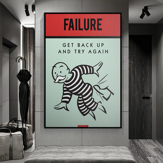 Get Back Up and Try - Monopoly Canvas Wall Art-GraffitiWallArt