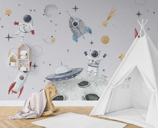 Get in Space Astronaut: Kids Room Wallpaper Mural-GraffitiWallArt