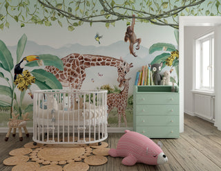 Get Mesmerized with Giraffe Love – Kids Room Wallpaper Mural-GraffitiWallArt