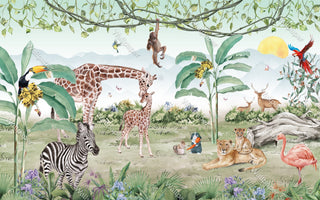 Get Mesmerized with Giraffe Love – Kids Room Wallpaper Mural-GraffitiWallArt