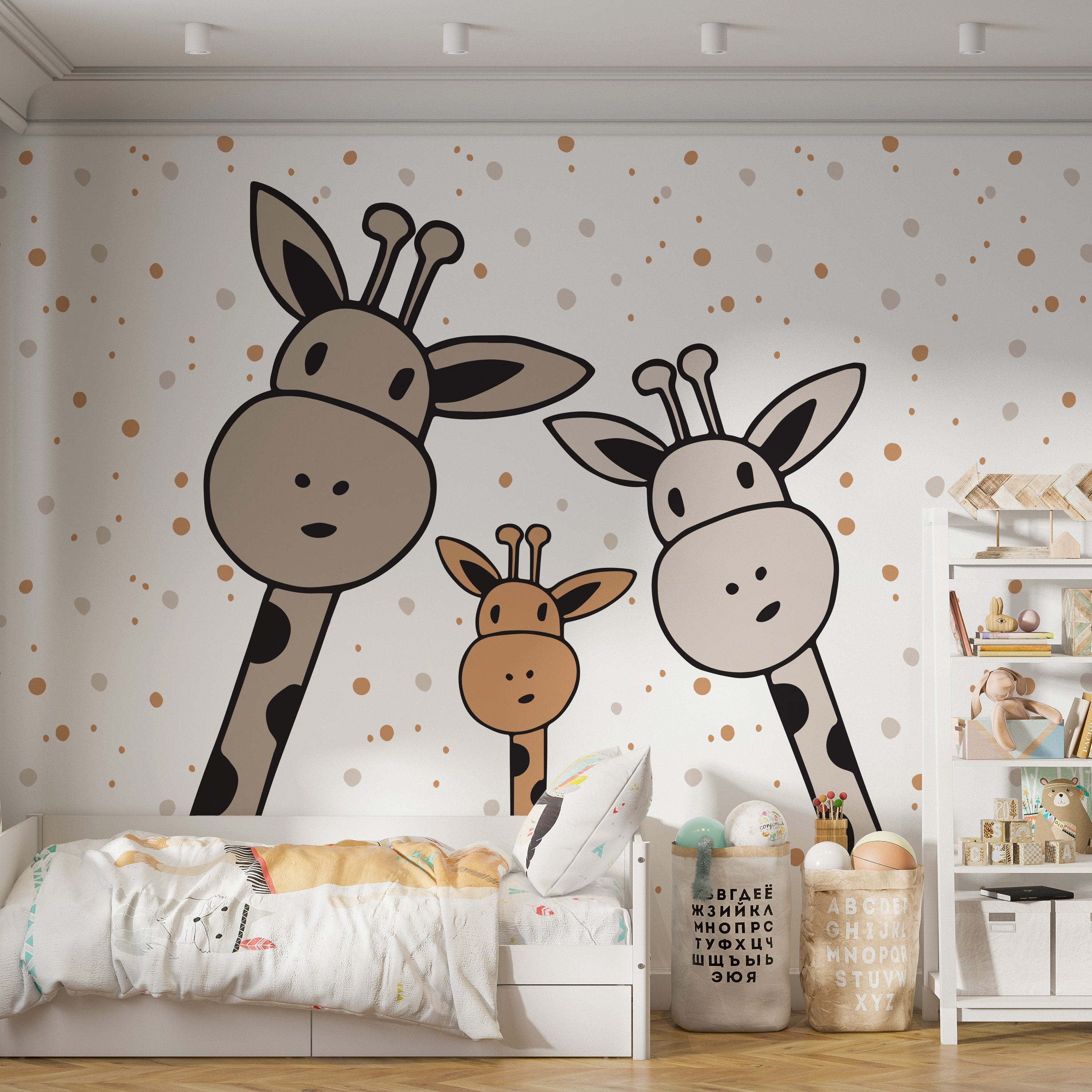 Giraffe Family: Baby Nursery Wallpaper Mural-GraffitiWallArt