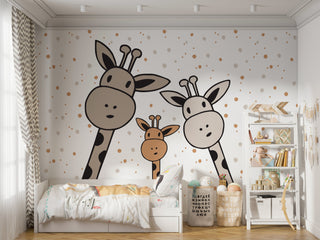 Giraffe Family: Baby Nursery Wallpaper Mural-GraffitiWallArt