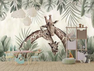 Giraffe Love Wallpaper Mural: Transform Your Space-GraffitiWallArt