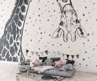 Giraffe Peek a Boo - Kids Room Wallpaper Mural-GraffitiWallArt