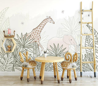 Giraffe Safari Adventure: Kids Room Wallpaper Mural-GraffitiWallArt