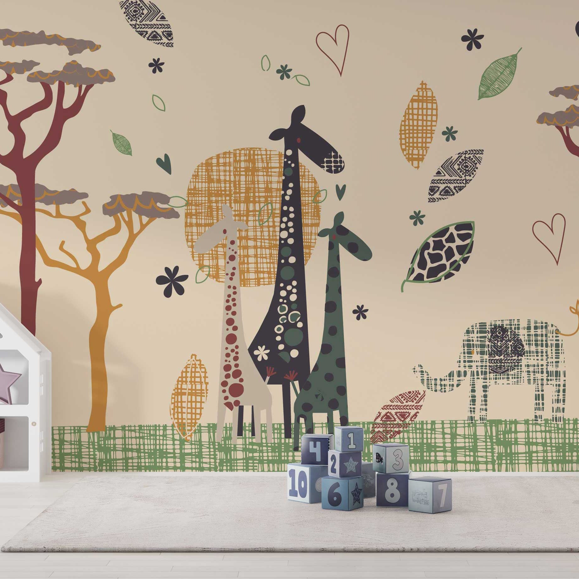 Giraffe Wallpaper Mural: Vibrant & Striking Art for Walls-GraffitiWallArt