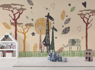 Giraffe Wallpaper Mural: Vibrant & Striking Art for Walls-GraffitiWallArt