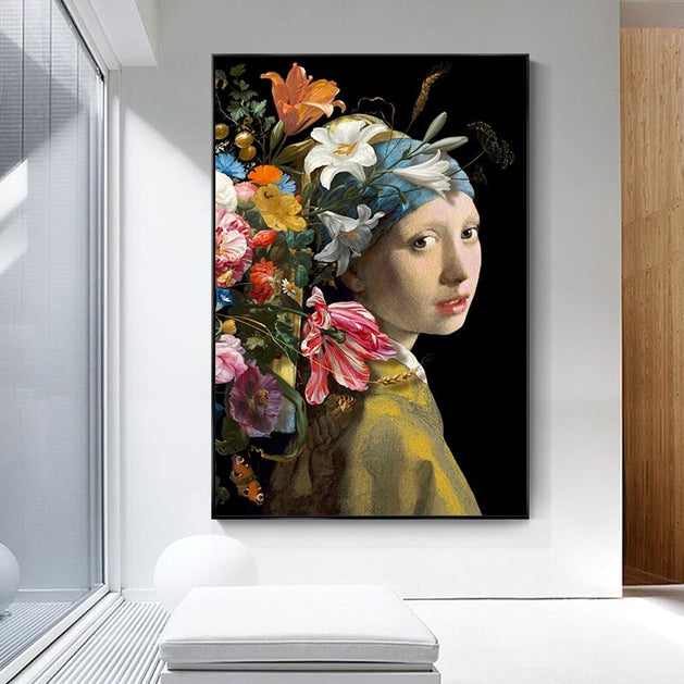 Girl With The Pearl Milkmaid Canvas Wall Art-GraffitiWallArt