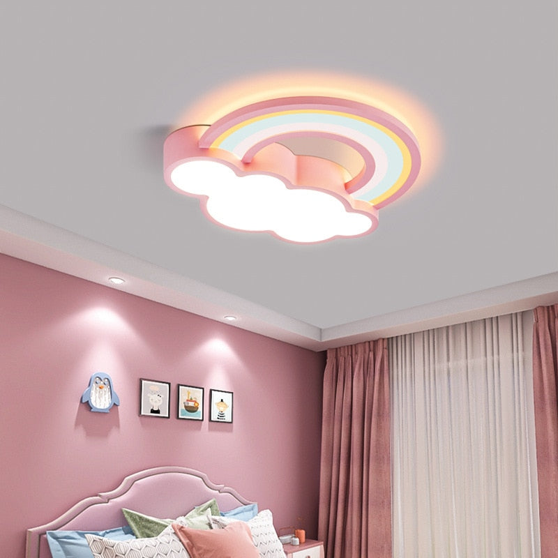 Girls Cloud Rainbow Ceiling Light | Kids Room Decor Lights-GraffitiWallArt