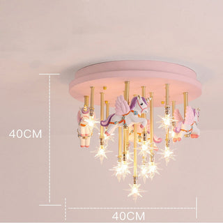 Girls Merry Go Roond Horses Ceiling Light | Kids Room Decor Lights-GraffitiWallArt