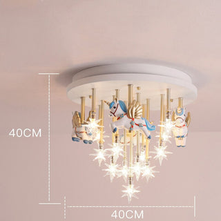 Girls Merry Go Roond Horses Ceiling Light | Kids Room Decor Lights-GraffitiWallArt