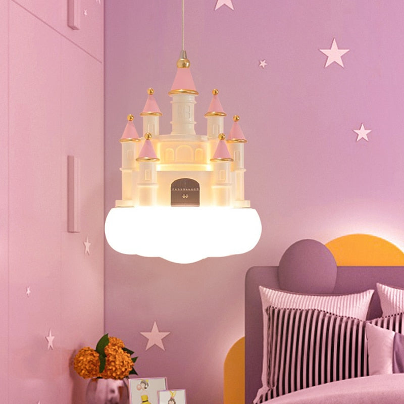 Girls Room Creative Castle Pendant Lamp Chandelier-GraffitiWallArt
