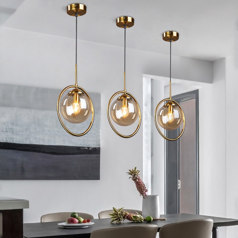 Glass Ball Chandelier: Elegant Pendant Lamp Light-GraffitiWallArt