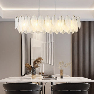 Glass Feather Chandelier: Elegant Lighting Fixture-GraffitiWallArt