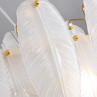 Glass Feather Chandelier: Elegant Lighting Fixture-GraffitiWallArt