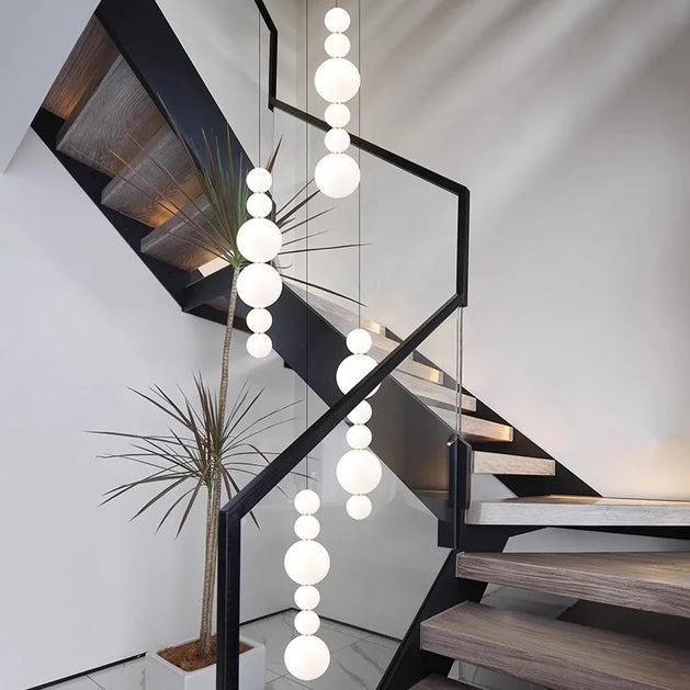 Globes Pendant Loops Staircase Chandelier Lighting-GraffitiWallArt