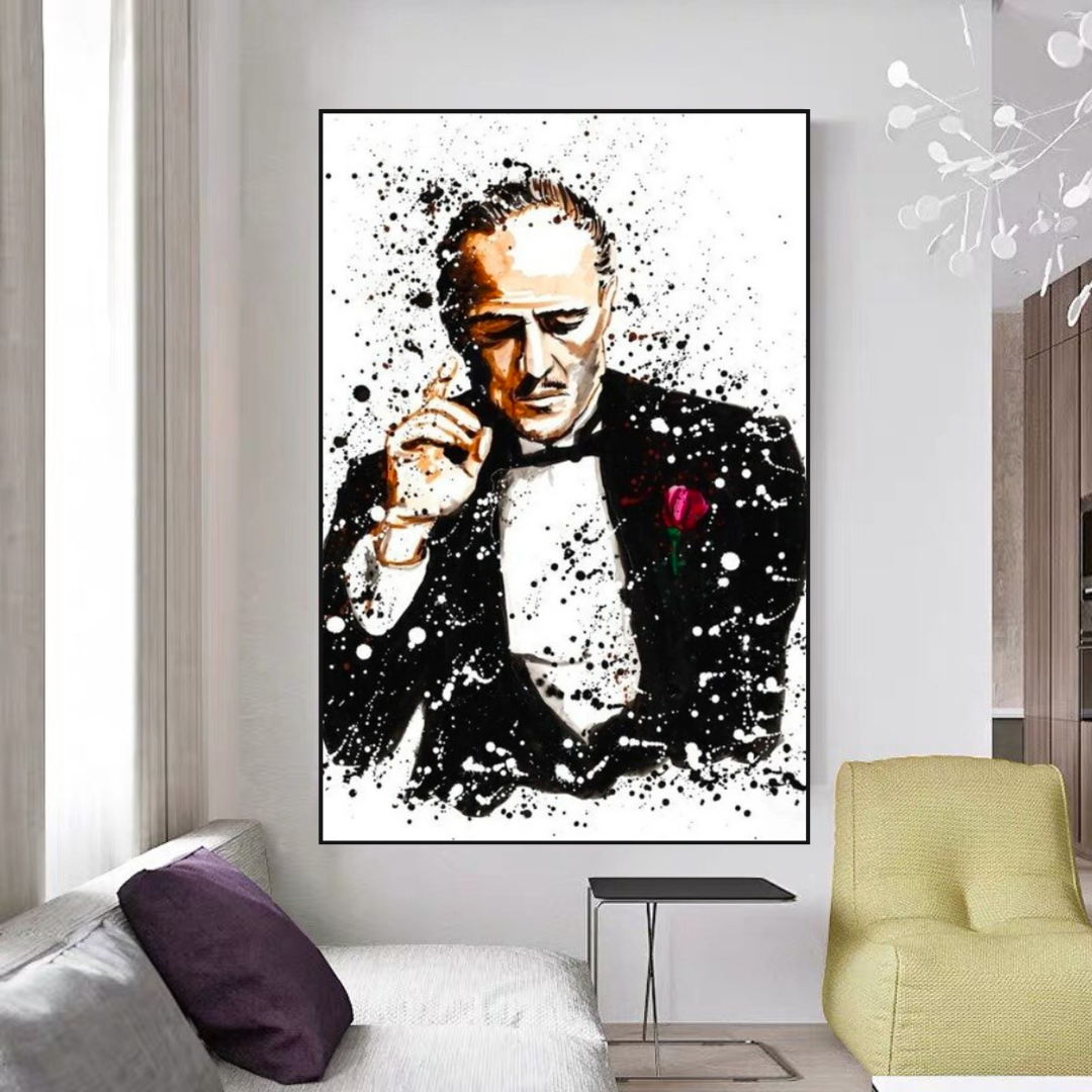 Godfather Canvas Art Poster | Godfather Abstract Canvas Poster-GraffitiWallArt