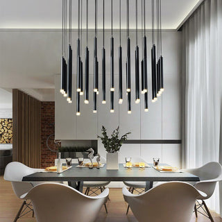 Gold and Black Long Tubes LED Chandelier Light-GraffitiWallArt