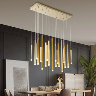 Gold and Black Long Tubes LED Chandelier Light-GraffitiWallArt