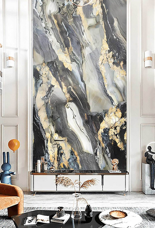 Gold & Black Stone Design - Marble Wallpaper Murals-GraffitiWallArt