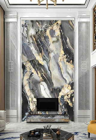 Gold & Black Stone Design - Marble Wallpaper Murals-GraffitiWallArt