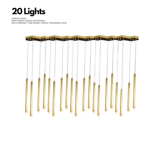 Gold Tubes LED Minimalistic Chandelier - Electroplated-GraffitiWallArt