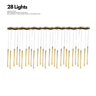 Gold Tubes LED Minimalistic Chandelier - Electroplated-GraffitiWallArt