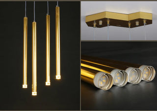 Gold Tubes LED Minimalistic Chandelier - Electroplated-GraffitiWallArt