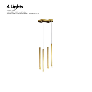 Gold Tubes LED Minimalistic Chandelier - Electroplated-GraffitiWallArt