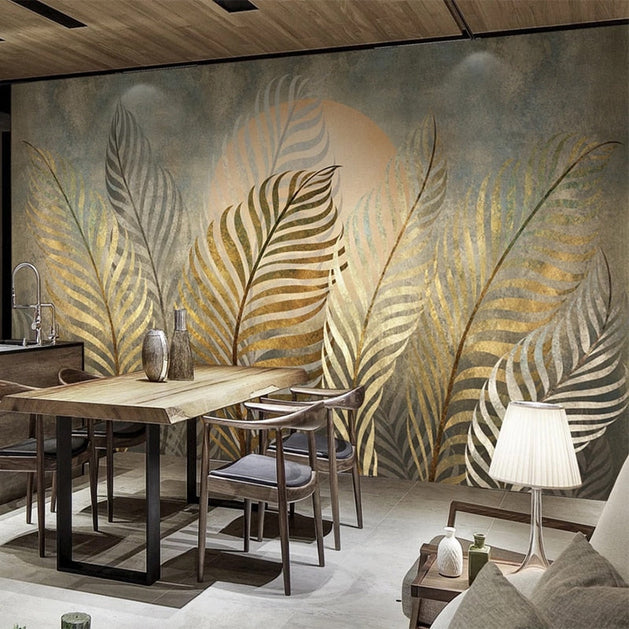 Golden Leaf Wallpaper: The Ultimate Home Décor Mural-GraffitiWallArt