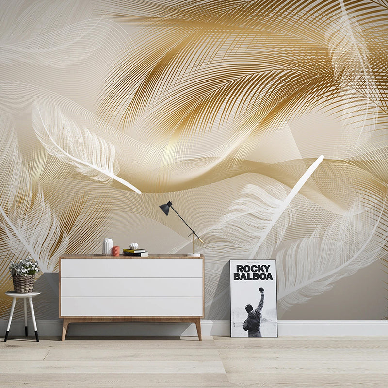 Golden Leaves Wallpaper Mural - Transform Your Space-GraffitiWallArt