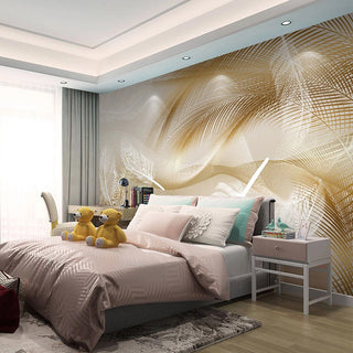 Golden Leaves Wallpaper Mural - Transform Your Space-GraffitiWallArt