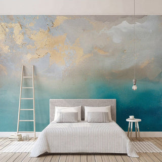 Golden Sea Breeze Abstract Wallpaper for Modern Home Decor-GraffitiWallArt