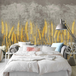 Golden Wheat Field Wallpaper for Home Wall Decor-GraffitiWallArt