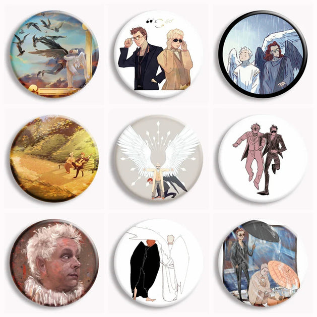 Good Omens Pin Badges-GraffitiWallArt